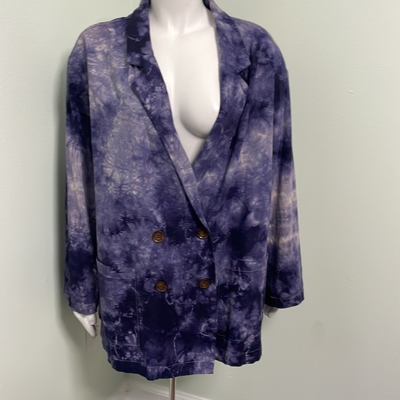 ANTHROPOLOGIE Amadi Hilde Tie Dye Purple Oversized Blazer - Picture 3 of 10